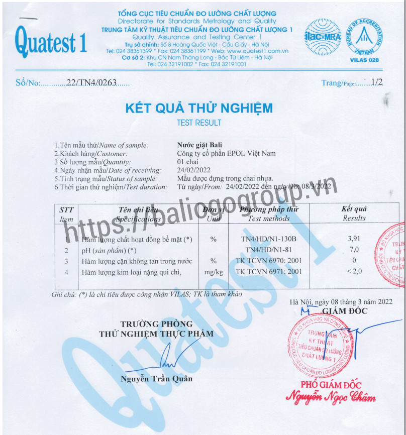 phieu test nuoc giat organic