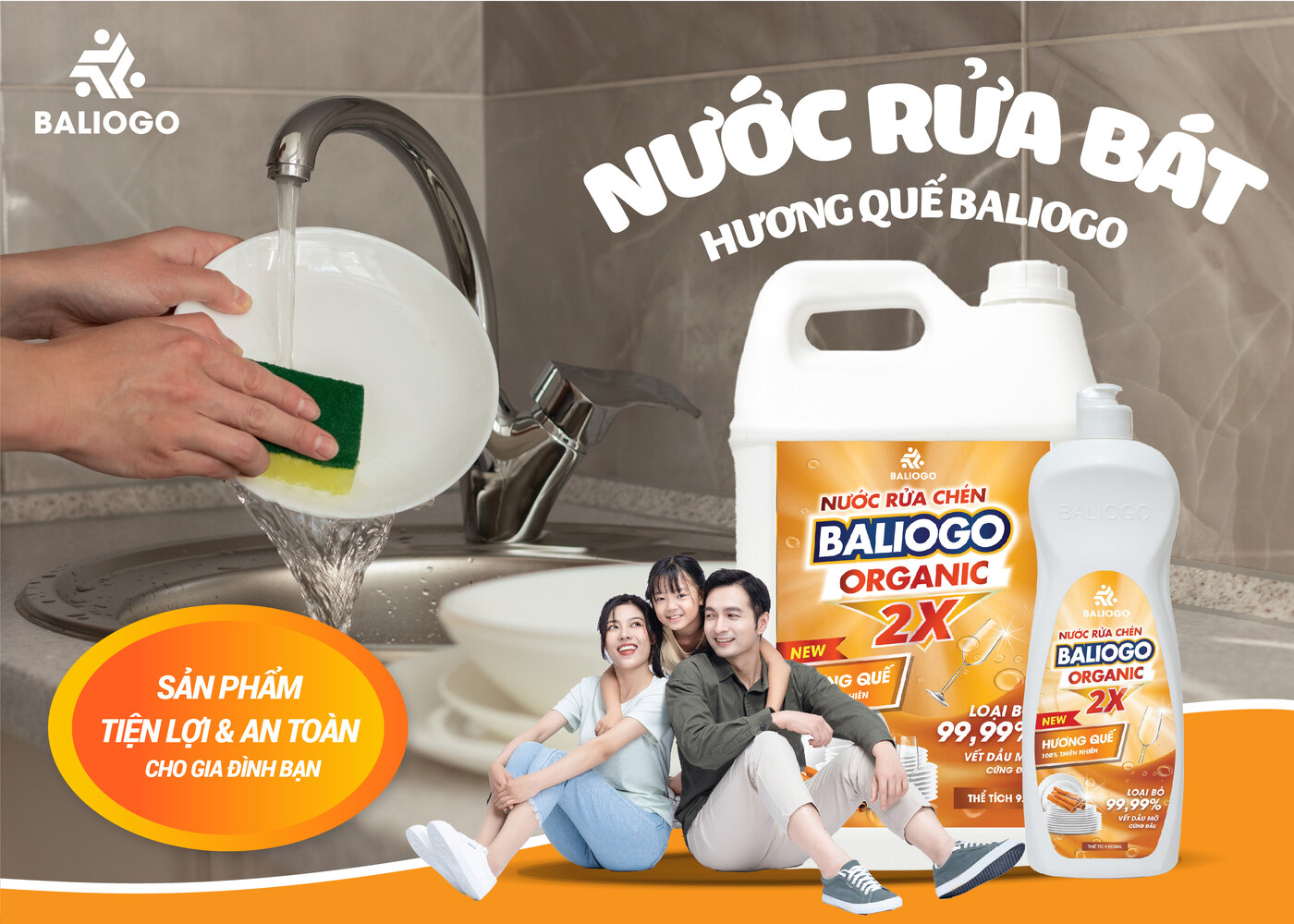 Nước rửa bát hương quế Baliogo - Sản phẩm tiện lợi và an toàn